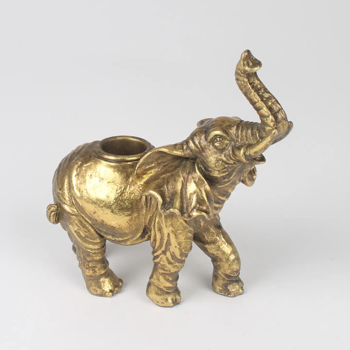 Gold Elephant Candle Holder – Trunk Up Lucky Elephant Decor