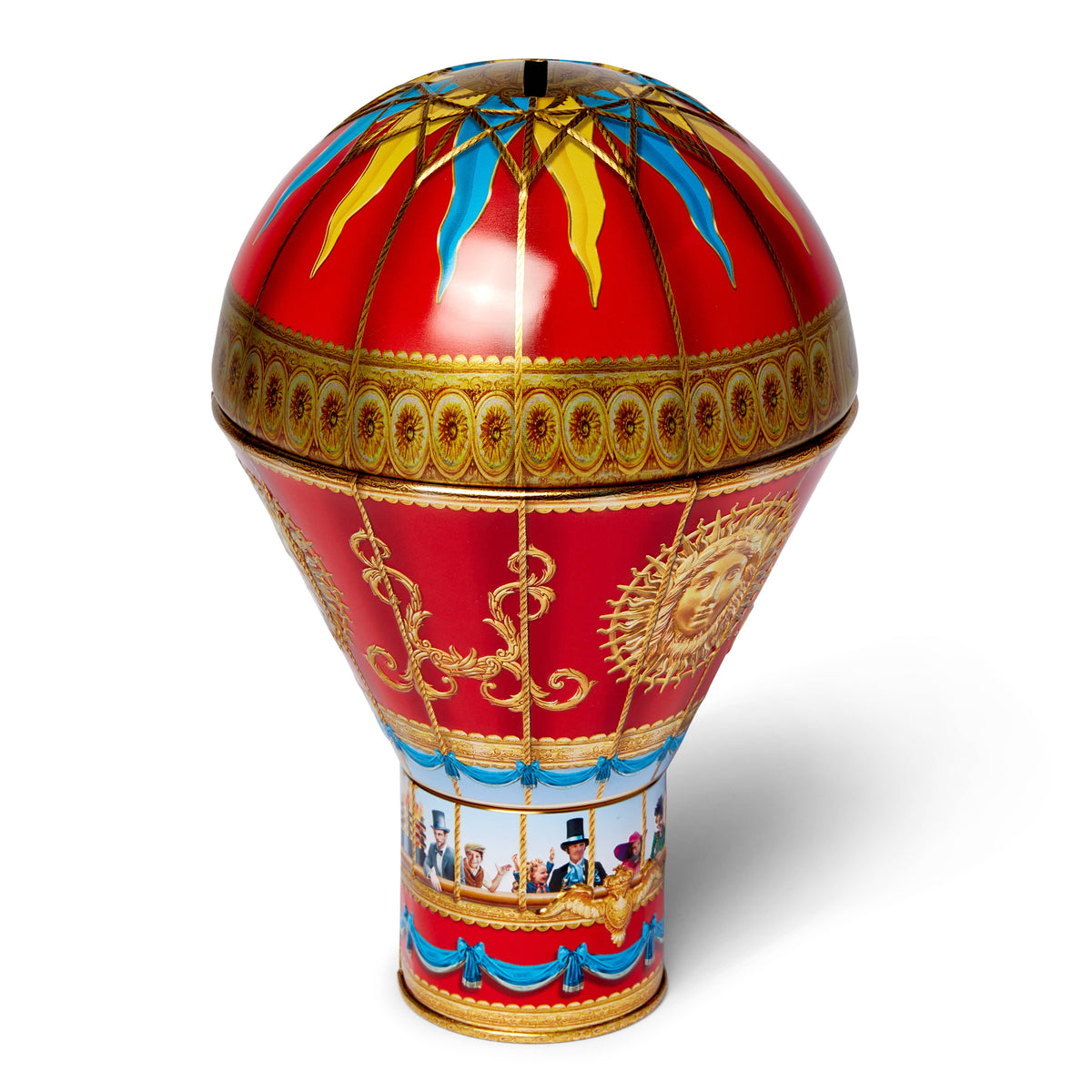 Victorian Hot Air Balloon Red Gift Tin with Chocolate Fudge