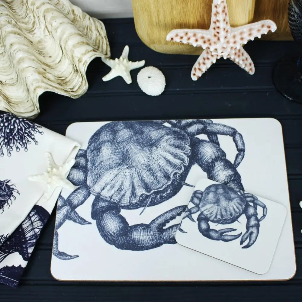 Blue And White Crab Placemat