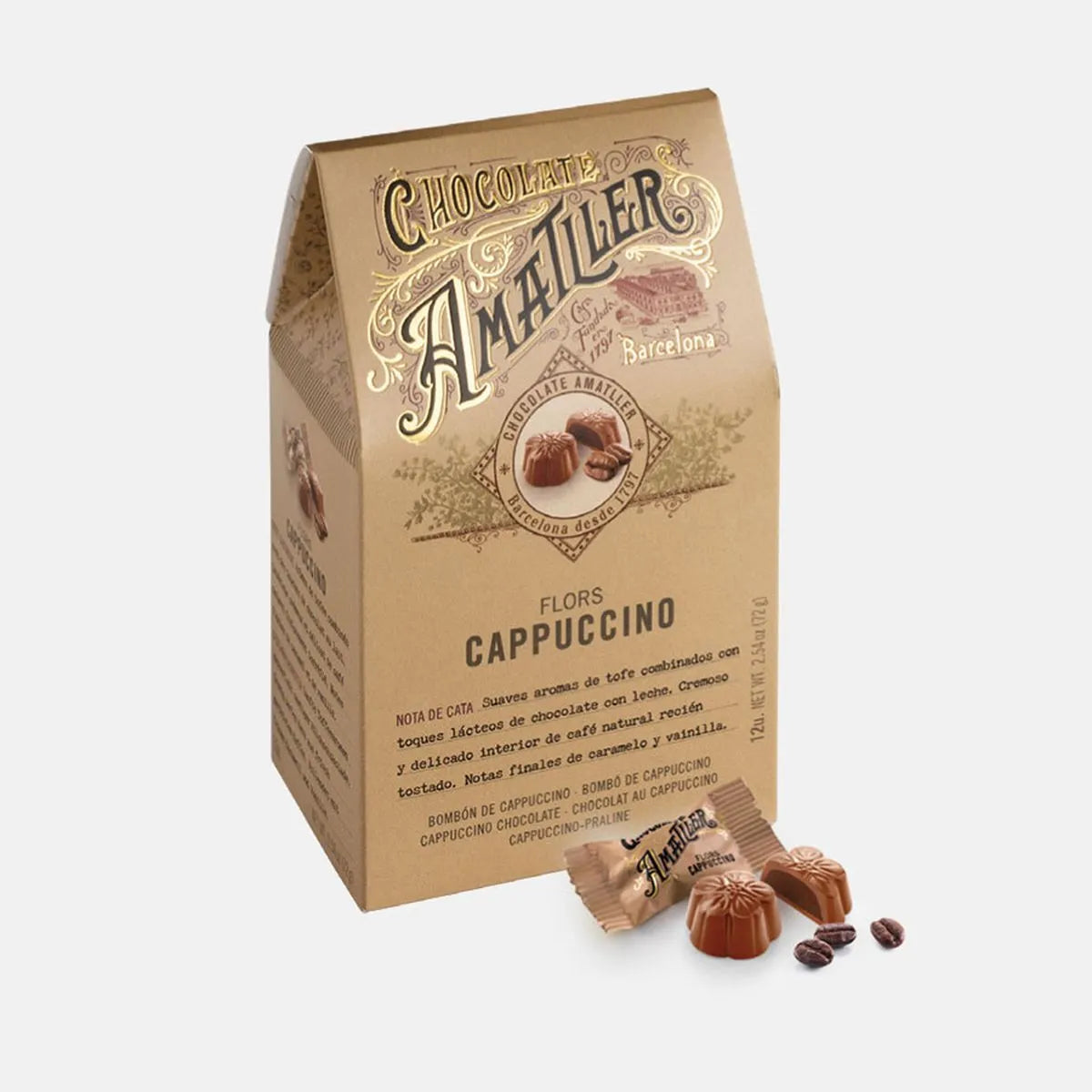 Amatller Milk Chocolate Cappuccino Flower Pralines – 72 g 1