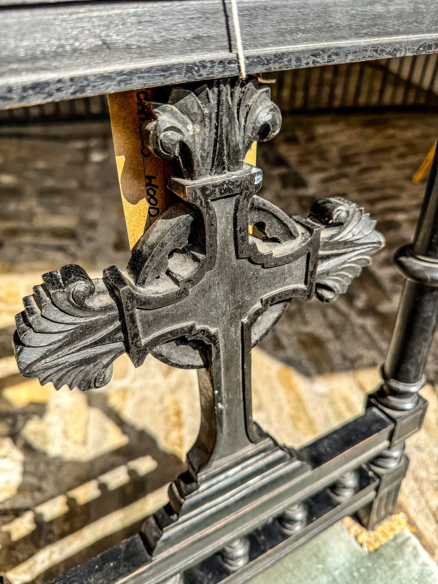 Antique 19th Century Prie Dieu Prayer Chair - Green Velvet and Ebonised Wood