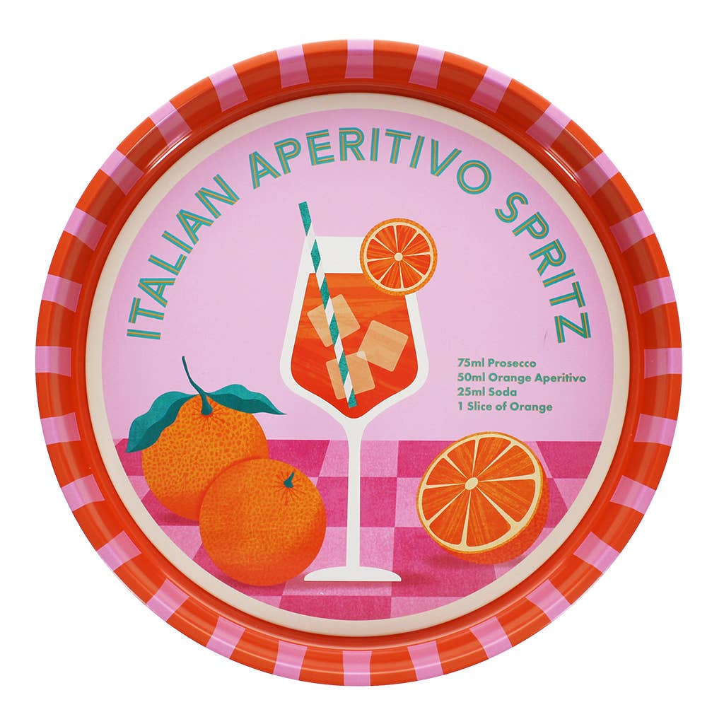 Aperitivo Spritz Round Metal Serving Tray 1