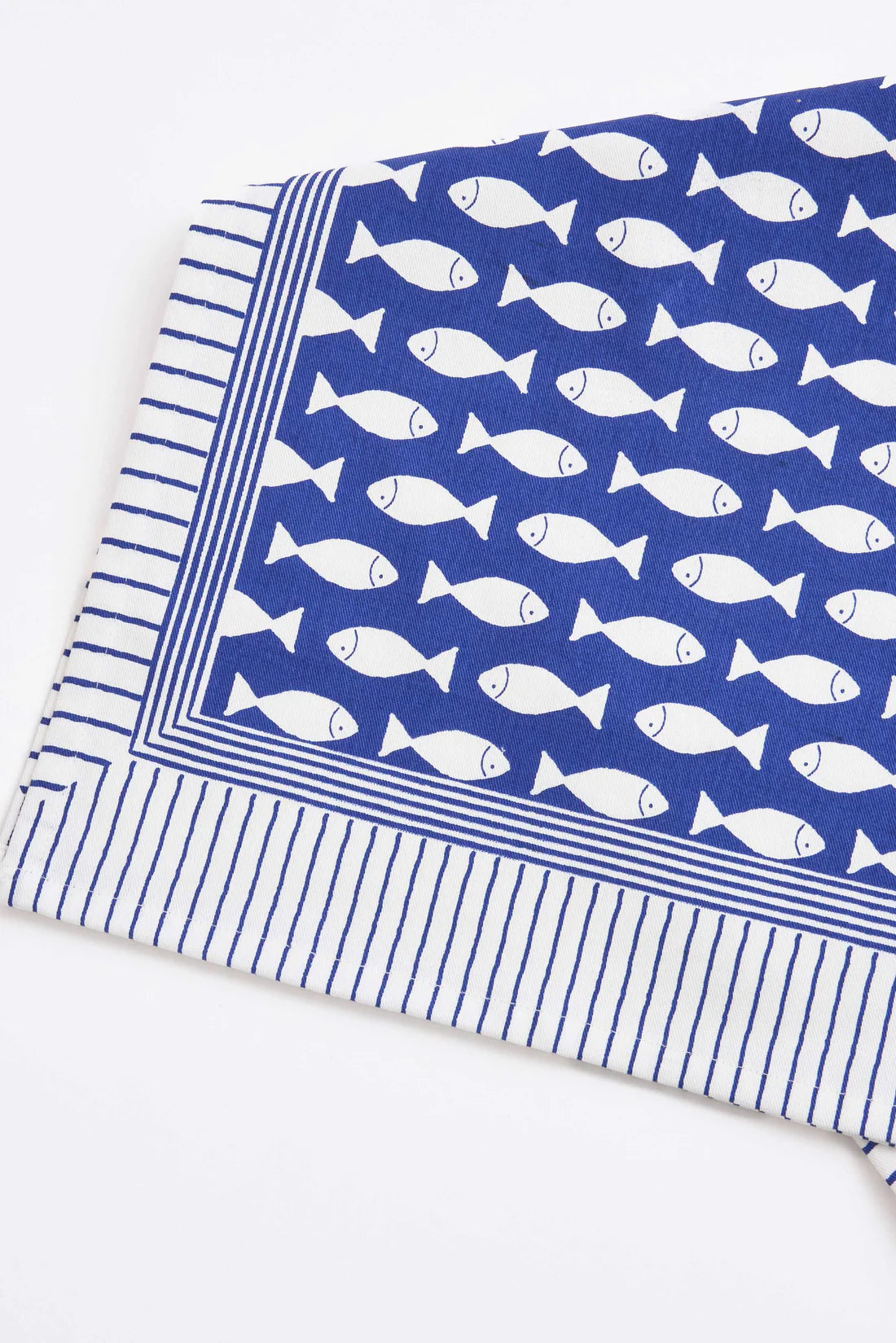 Batela Fish Print Cotton Table Runner – Nautical Blue & White#5
