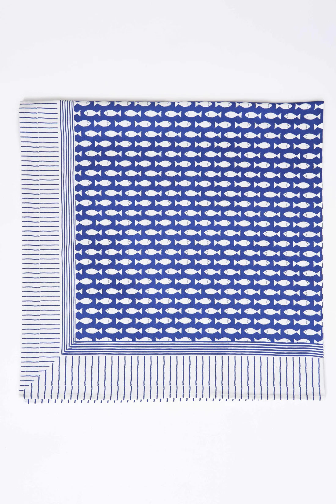Batela Fish Print Cotton Tablecloth – Nautical Blue & White#2