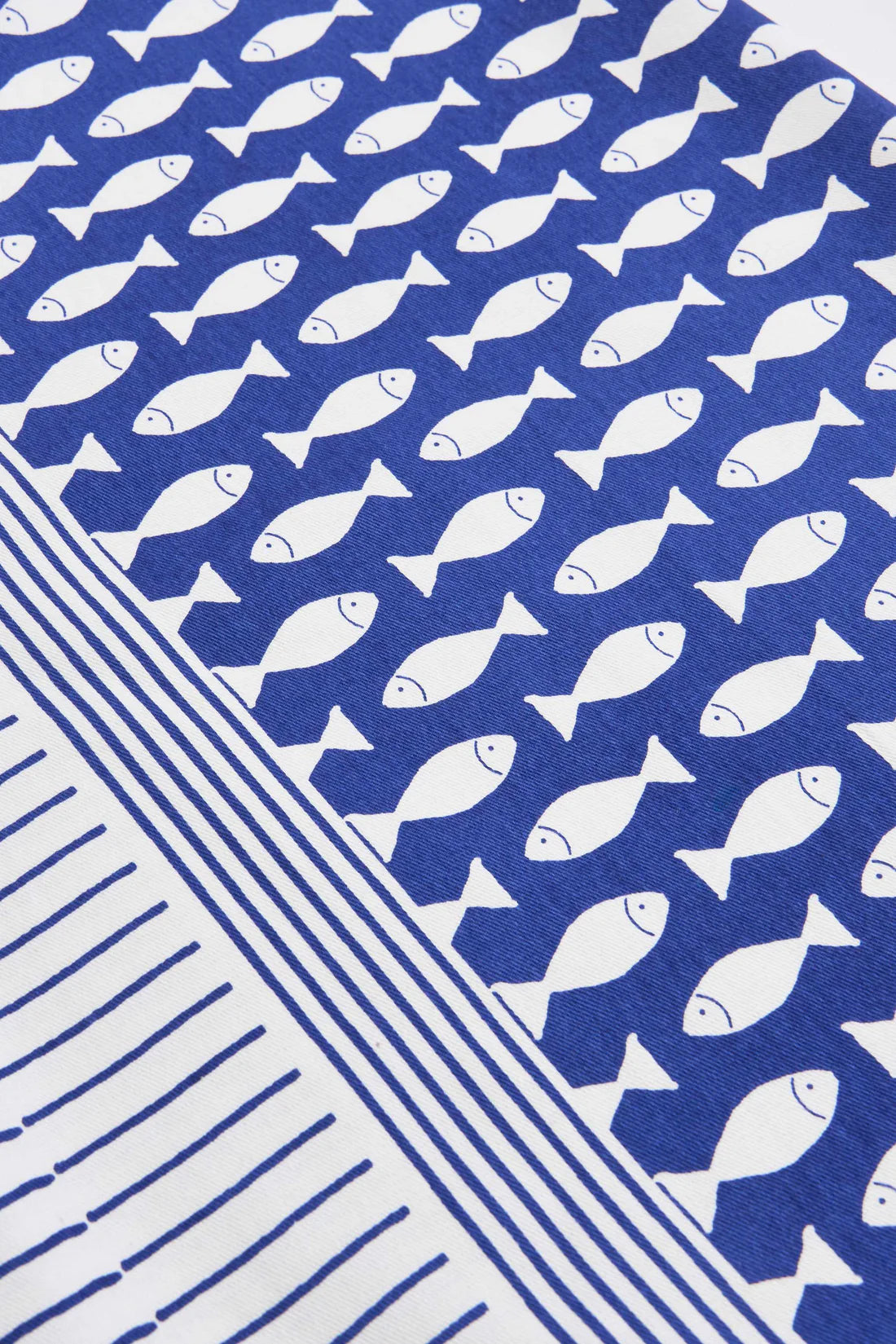 Batela Fish Print Cotton Tablecloth – Nautical Blue & White#5