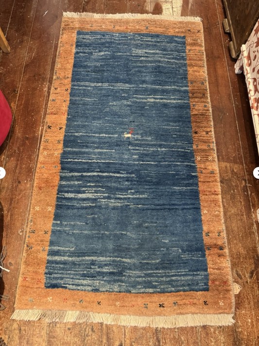 Blue Hand Knotted Middle Eastern Wool Rug 158cm x 86cm 1