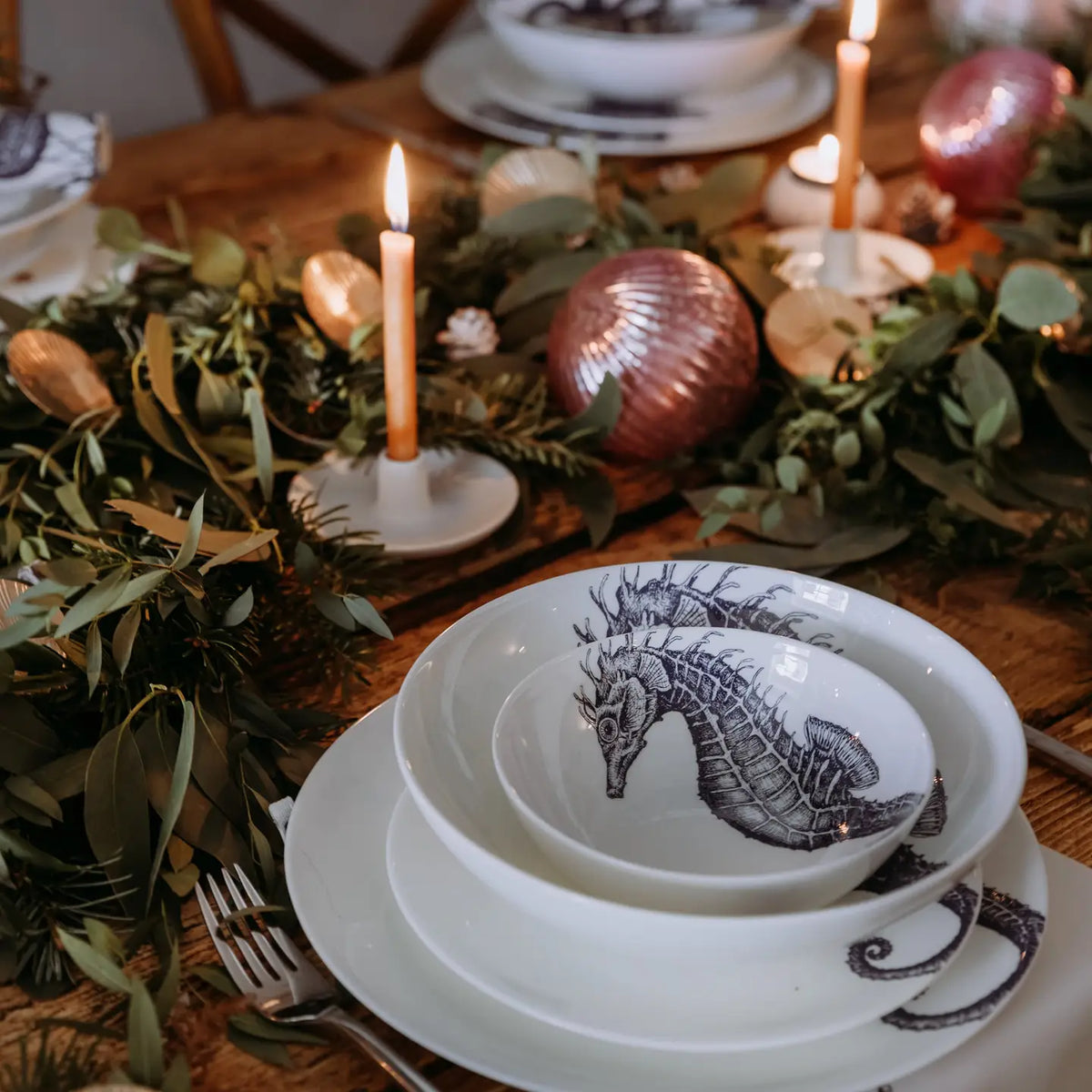Bone China Seahorse Pasta Bowl 3