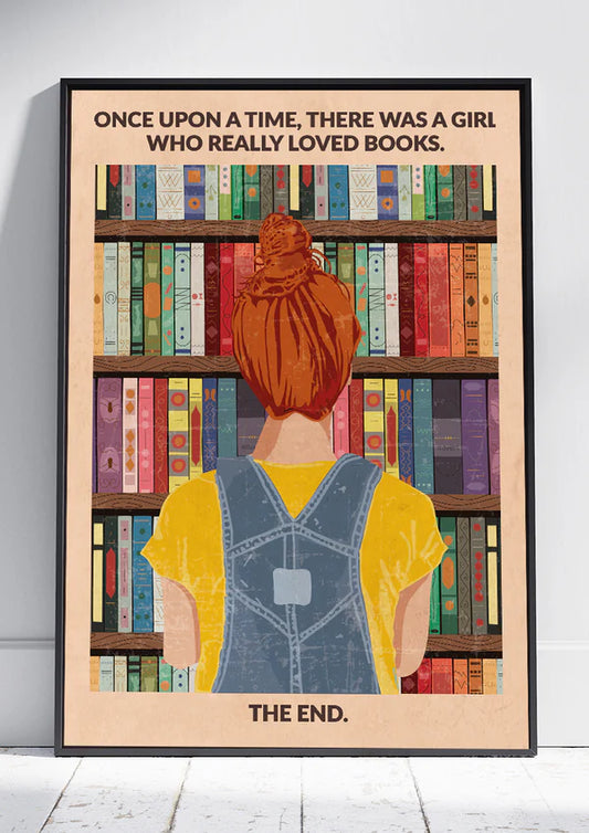Book Girl Redhead Poster