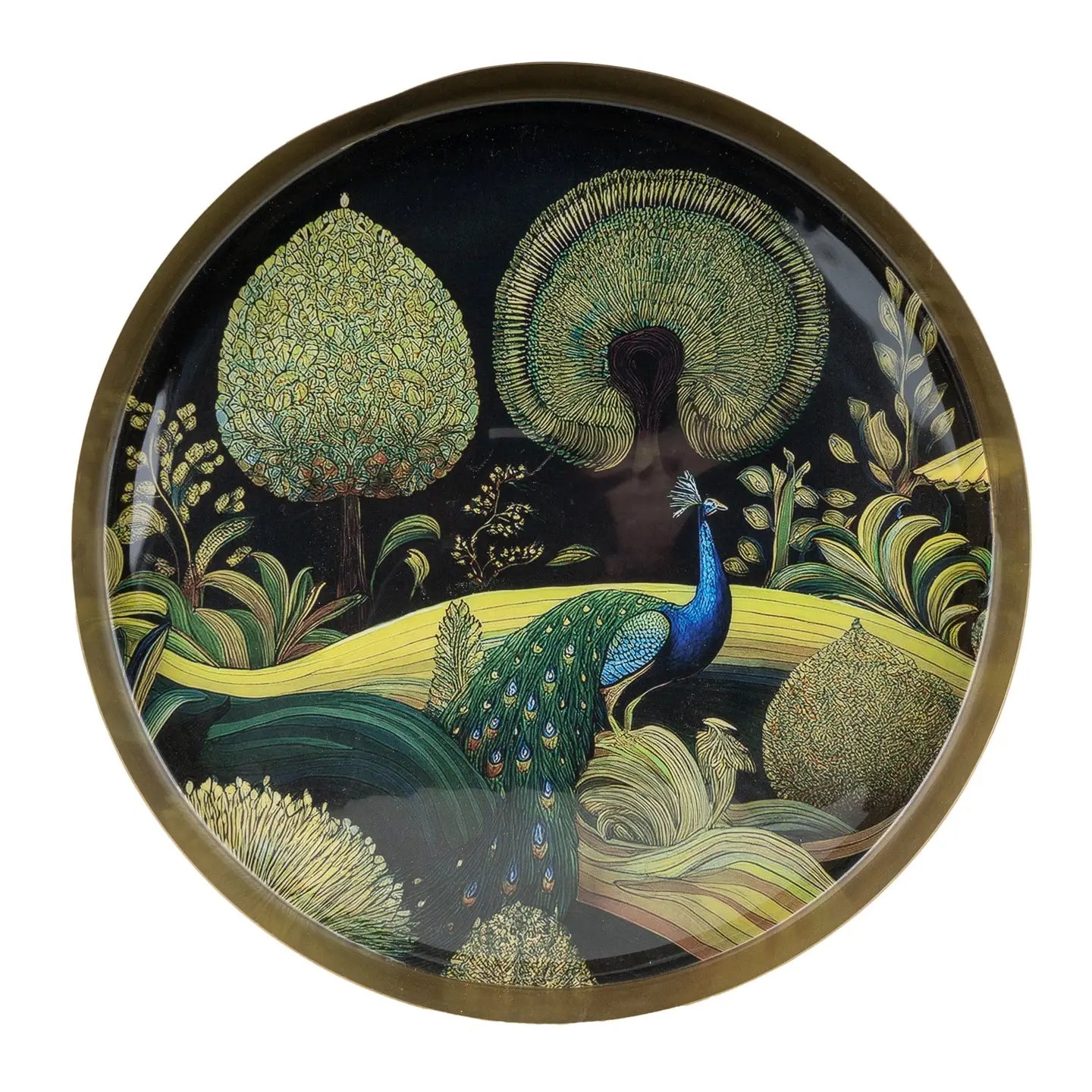 Candlelight Bukhara Metal Tray – Decorative Gold Finish