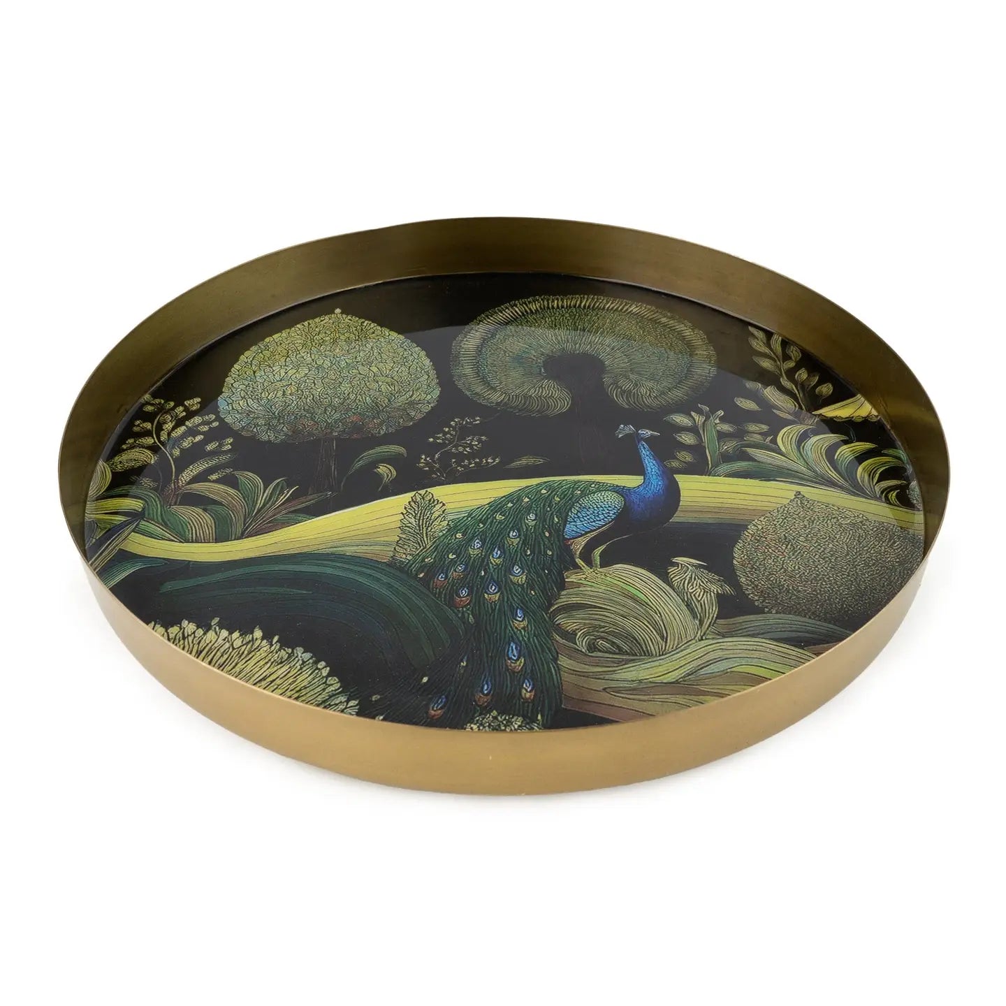 Candlelight Bukhara Metal Tray – Decorative Gold Finish 2