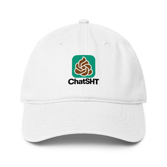 ChatSHT funny AI white baseball cap with full-colour printed logo