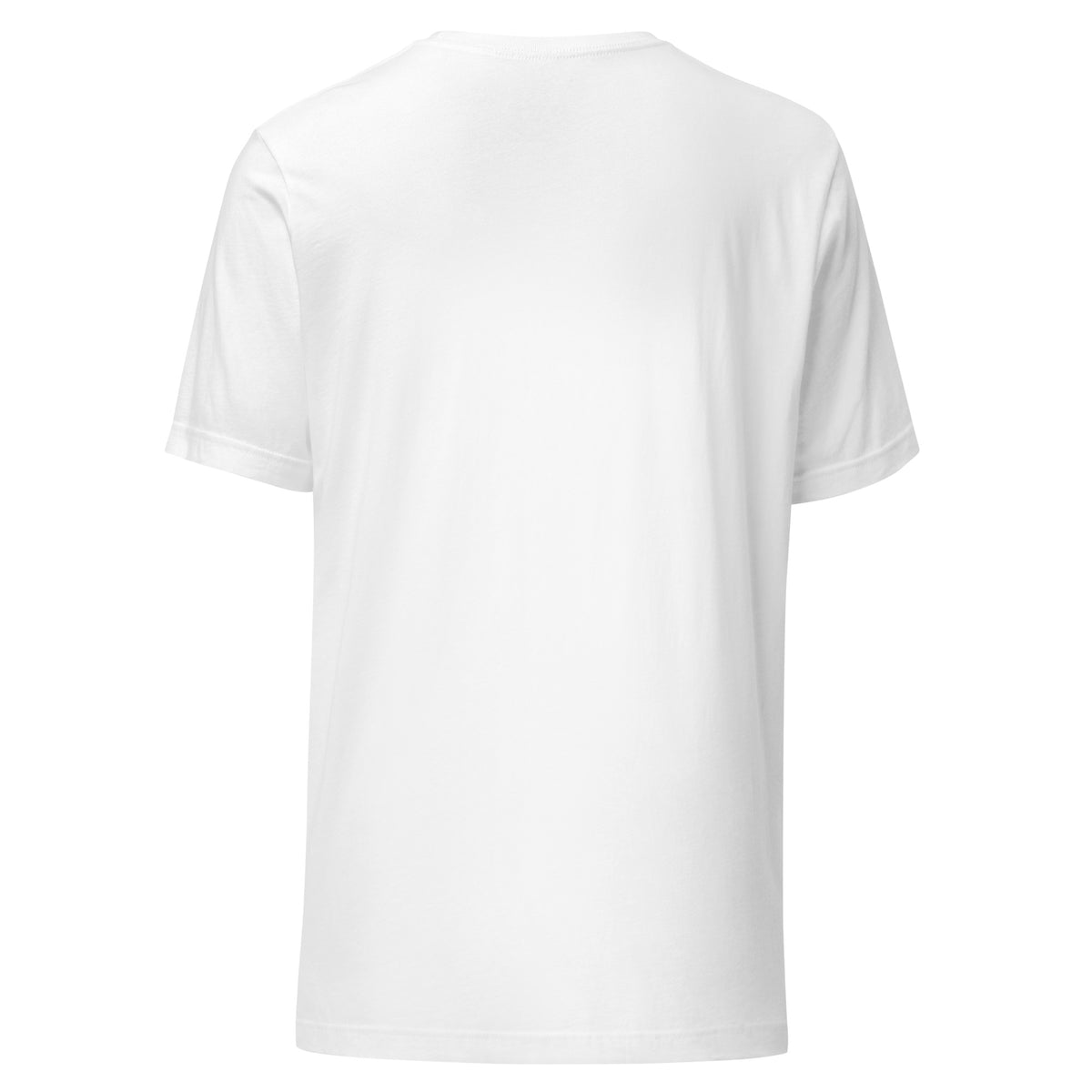 ChatSHT funny AI white unisex T-shirt with full-colour graphic logo back
