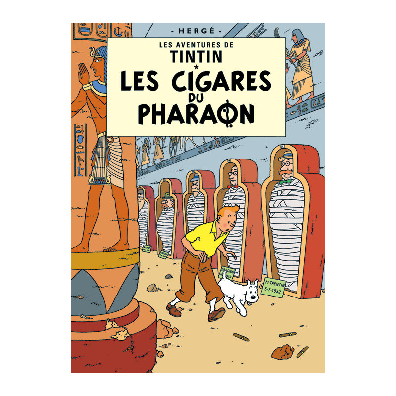 Tintin book Cover Poster " Les Cigares Du Pharaon "