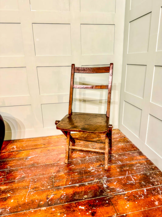 Decommissioned Wooden Folding Church Chair