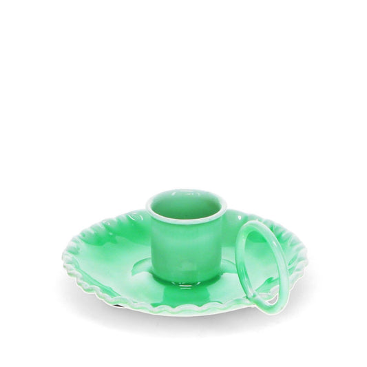 Enamel Chamberstick Candle Holder - Green 1