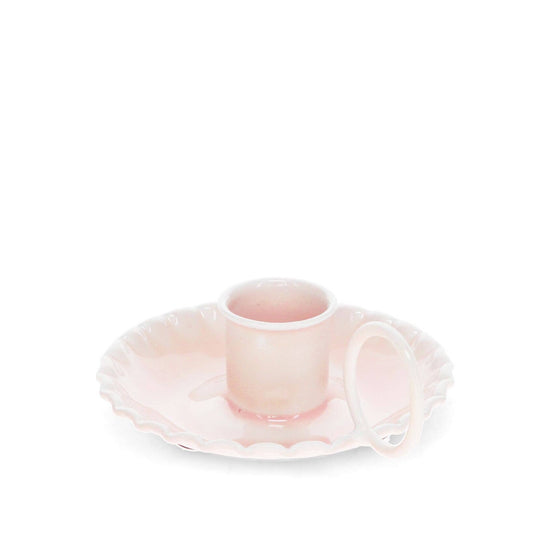 Enamel Chamberstick Candle Holder - Pink