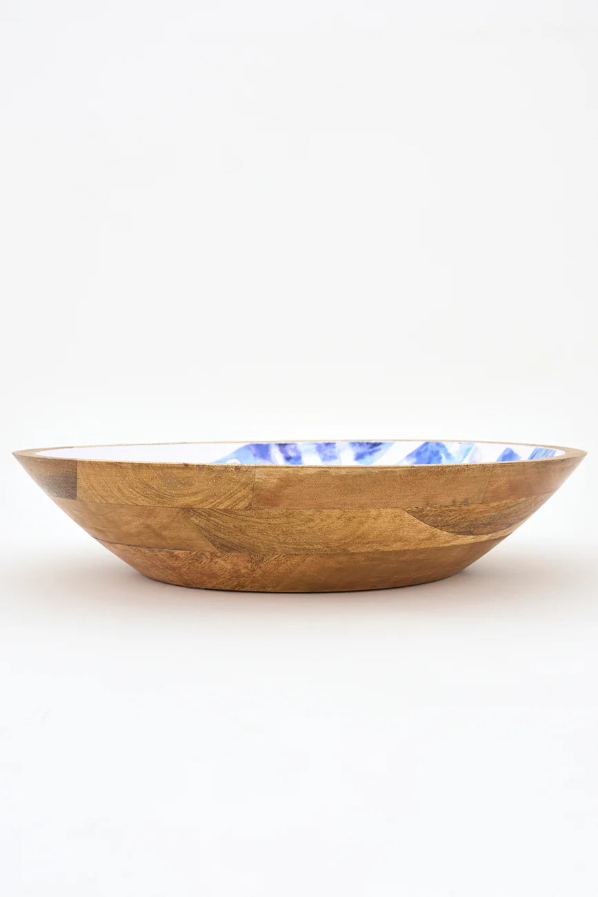 Enamelled Meduim Wooden Bowl – Fishbone Design#2