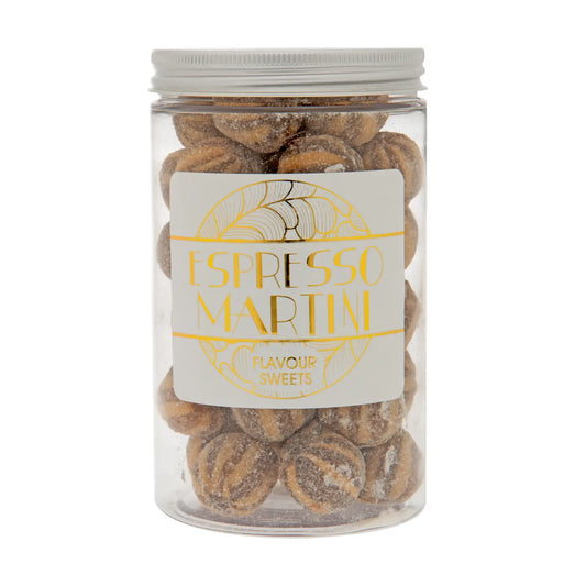 Espresso Martini Hard Boiled Sweets in Tall Jar 1