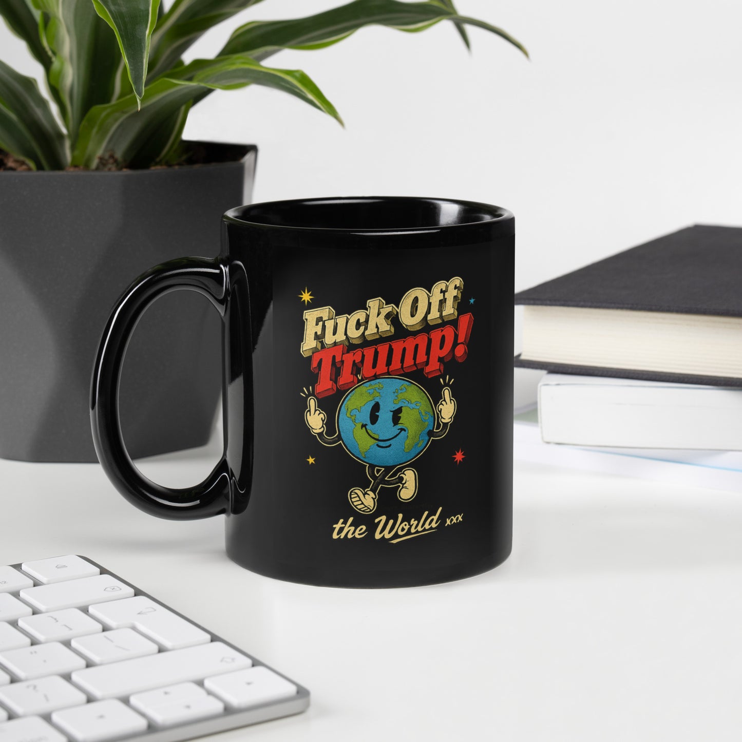 Fuck Off Trump! Black Glossy Mug - 11oz 4