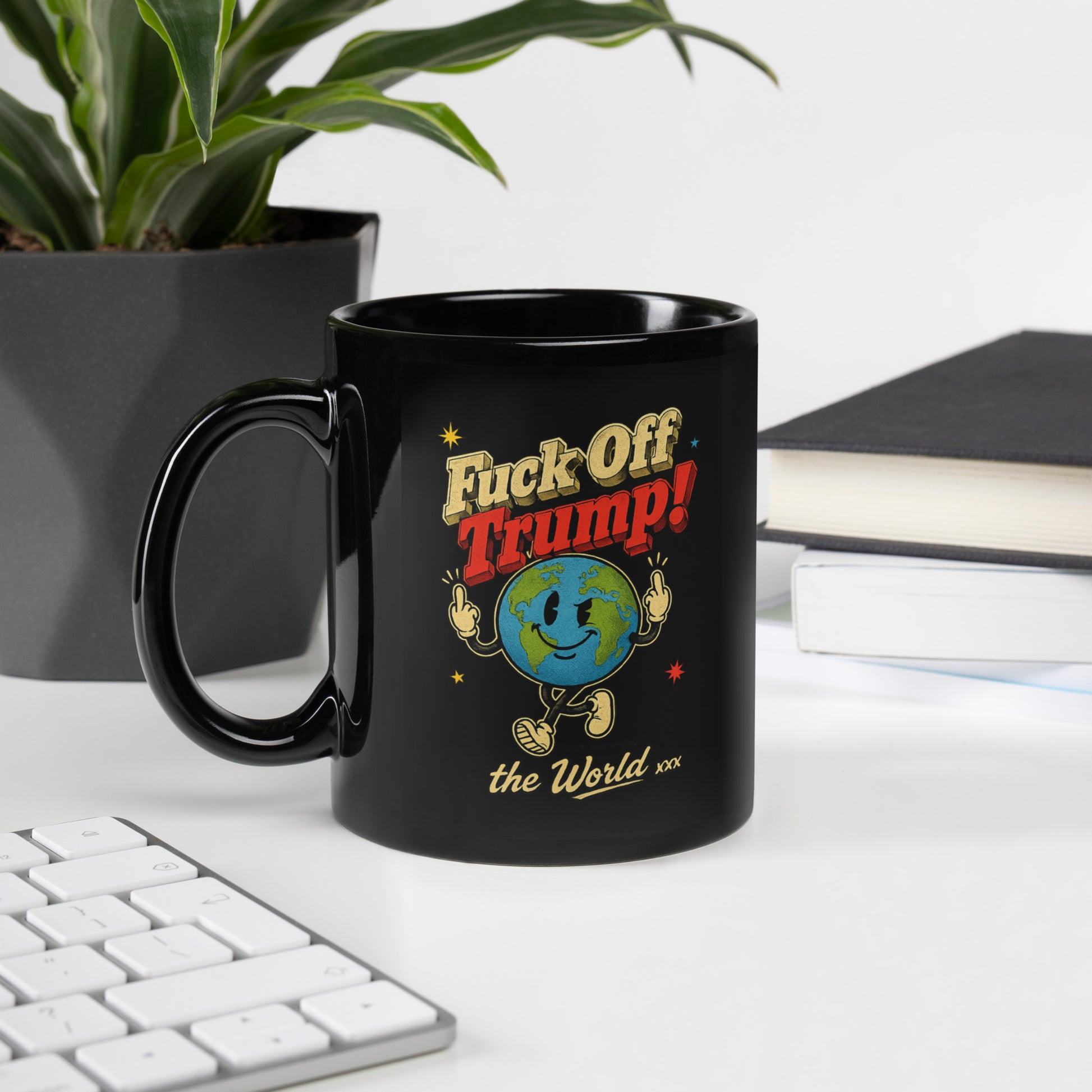 Fuck Off Trump! Black Glossy Mug - 11oz 4