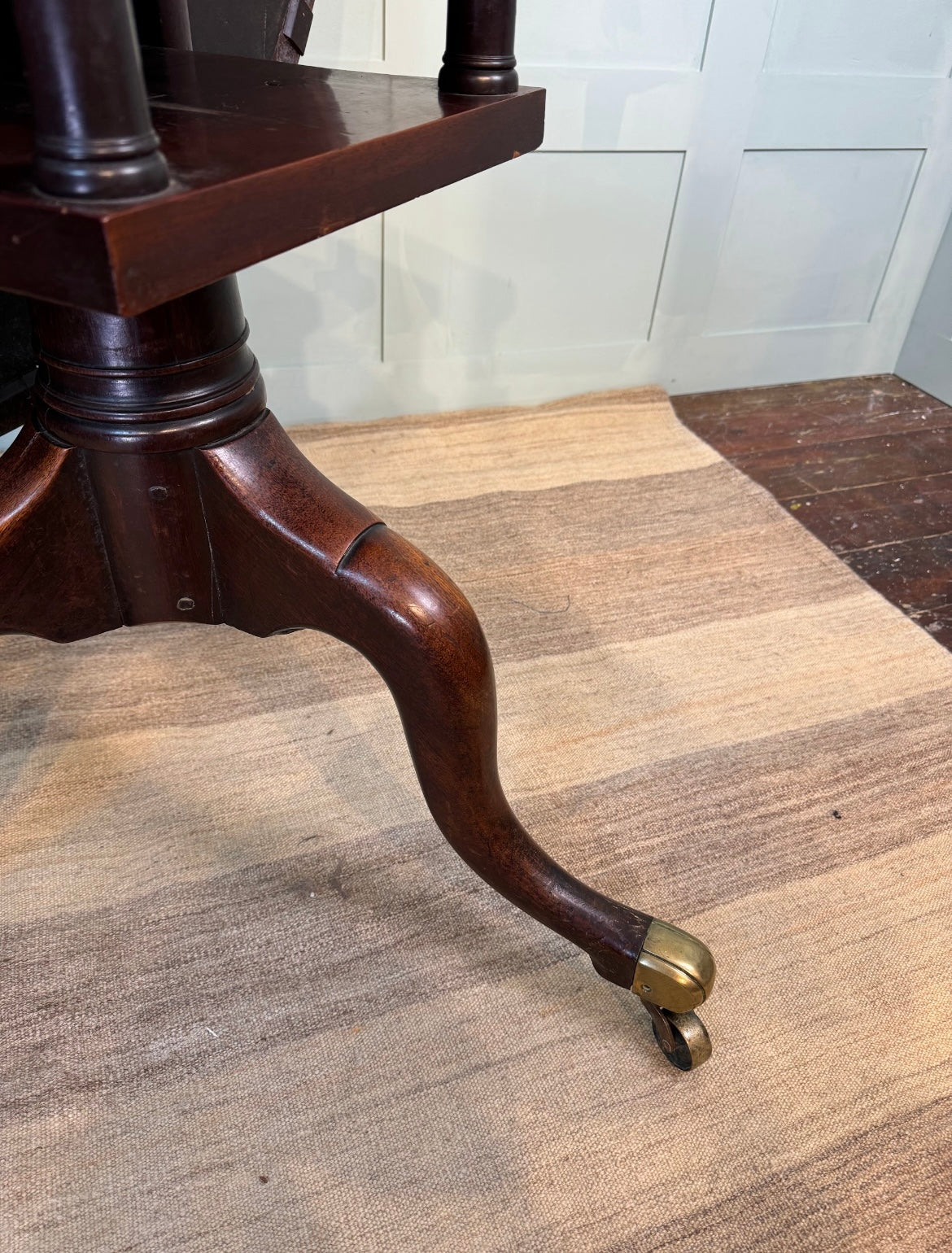 Mahogany Tripod Breakfast Table with Brass Casters, c 1760