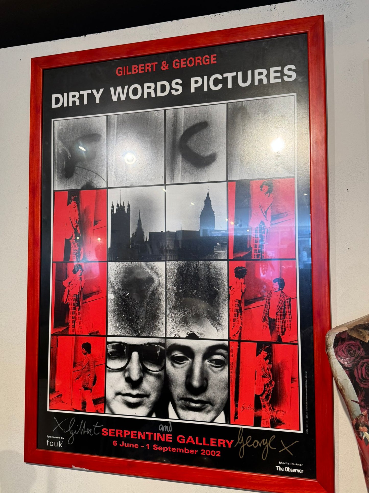 Gilbert & George – Dirty Words Pictures Exhibition Poster (Signed, 2002) - Red Frame