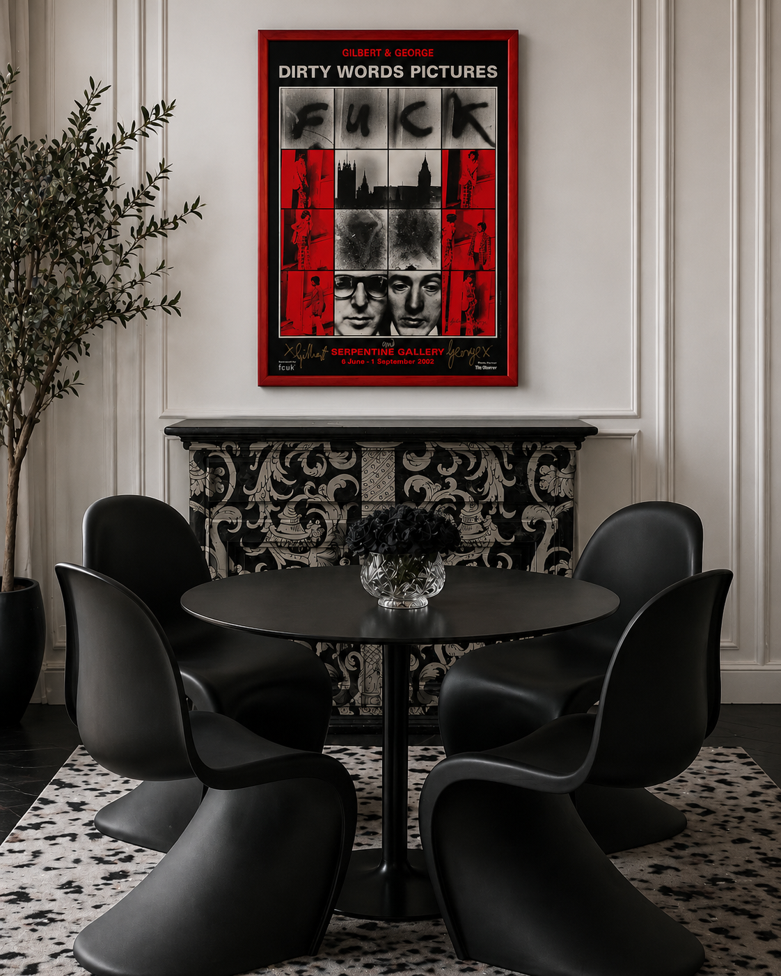 Gilbert & George – Dirty Words Pictures Exhibition Poster (Signed, 2002) - Red Frame in situ