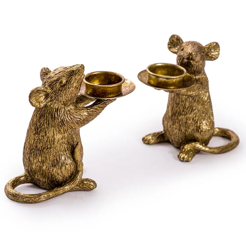 Gold Mouse Candle Holder