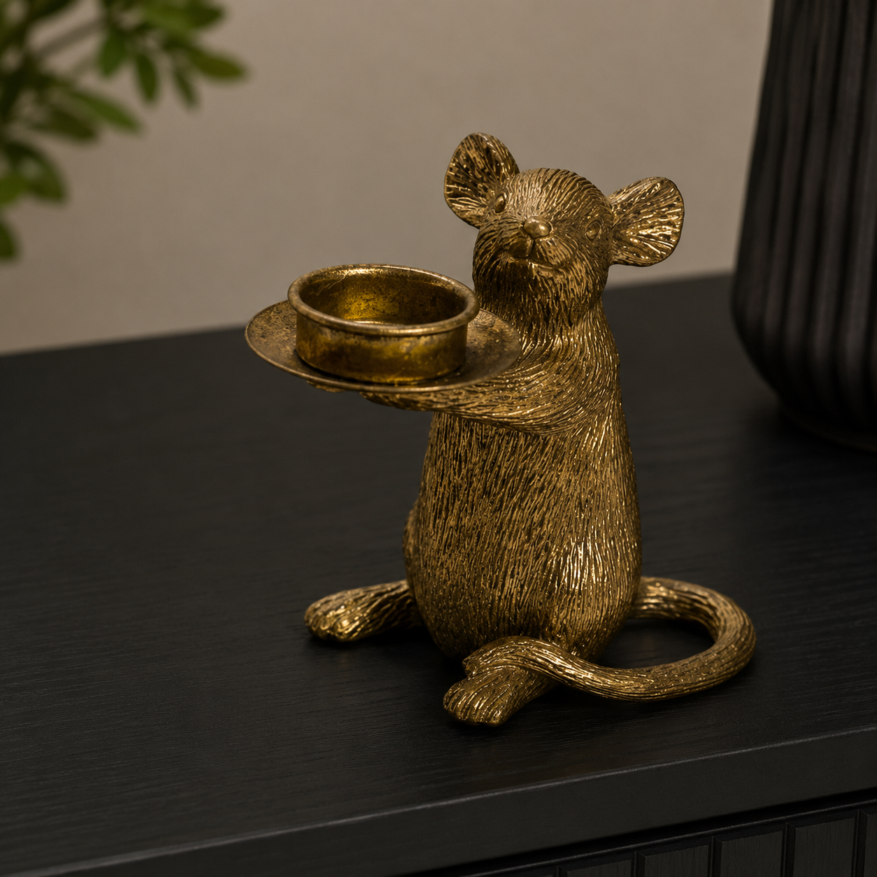 Gold Mouse Candle Holder