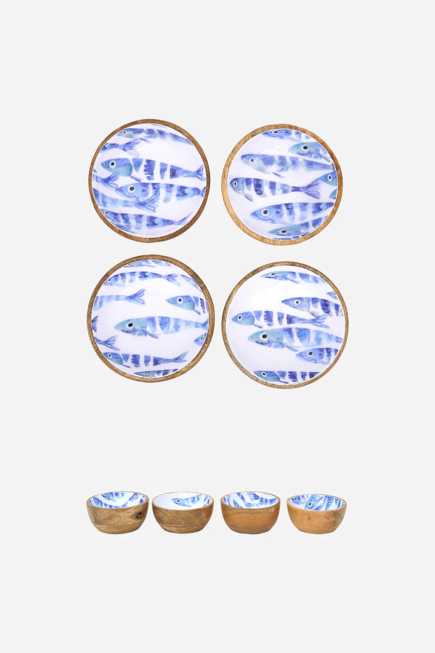 Hand-Painted Enamel Fish Bowls, Set of 4#1