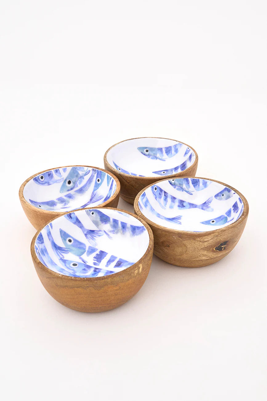 Hand-Painted Enamel Fish Bowls, Set of 4#2