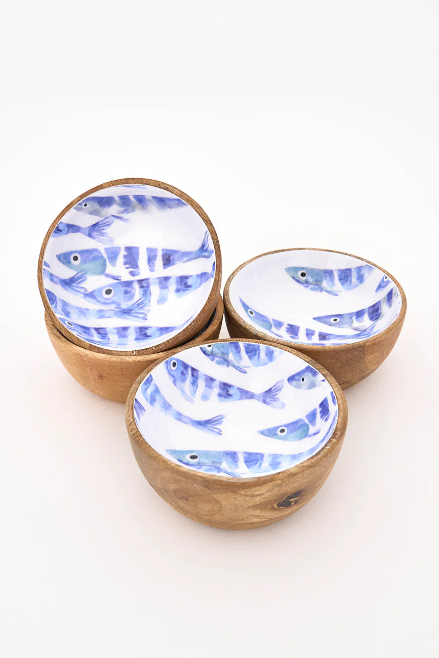 Hand-Painted Enamel Fish Bowls, Set of 4#3