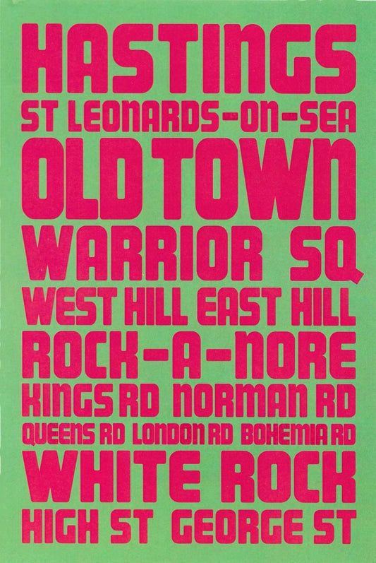 Hasting St Leonards Green and Red Poster Artwork