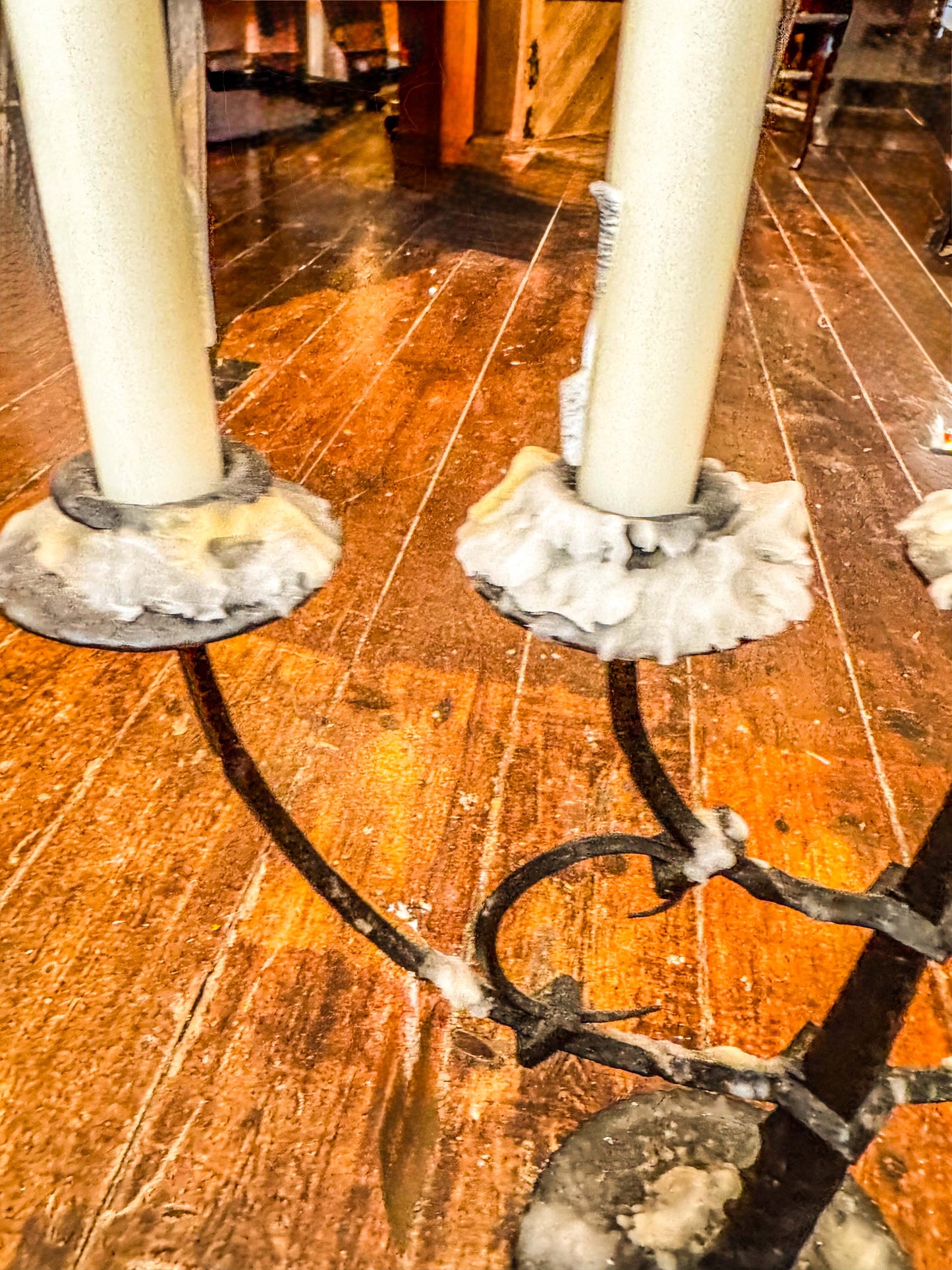 Black Five-arm Wrought Iron Candelabra - Arts & Crafts