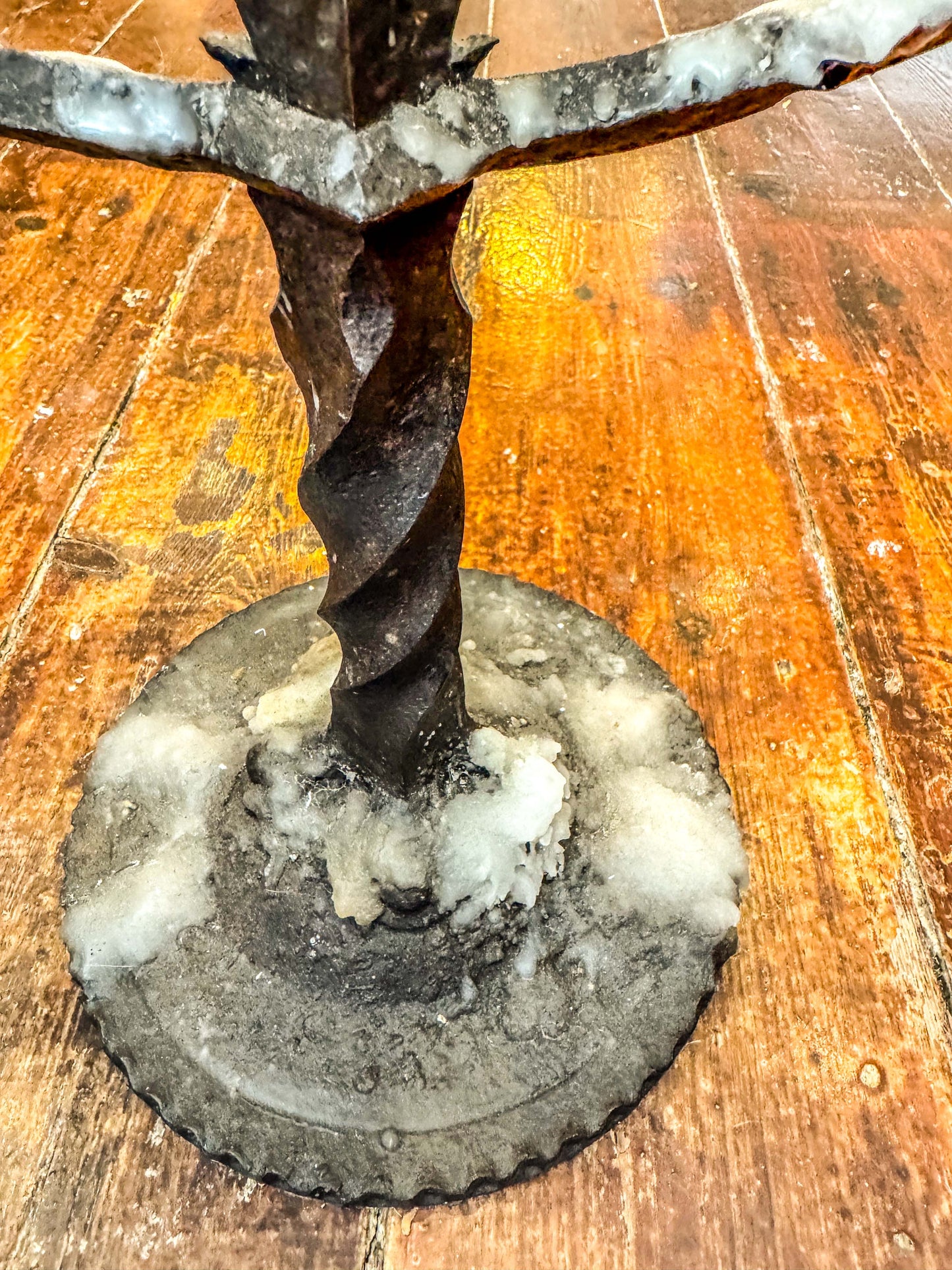 Black Five-arm Wrought Iron Candelabra - Arts & Crafts