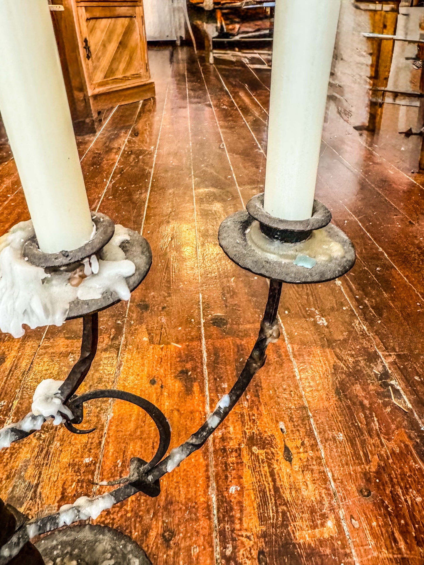 Black Five-arm Wrought Iron Candelabra - Arts & Crafts