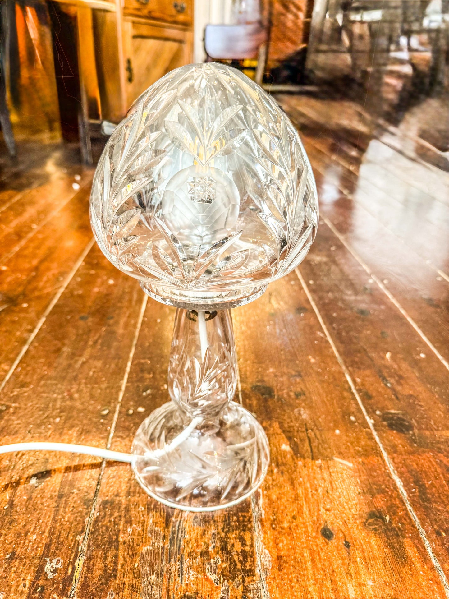 Edwardian Cut Glass Mushroom Table Lamp