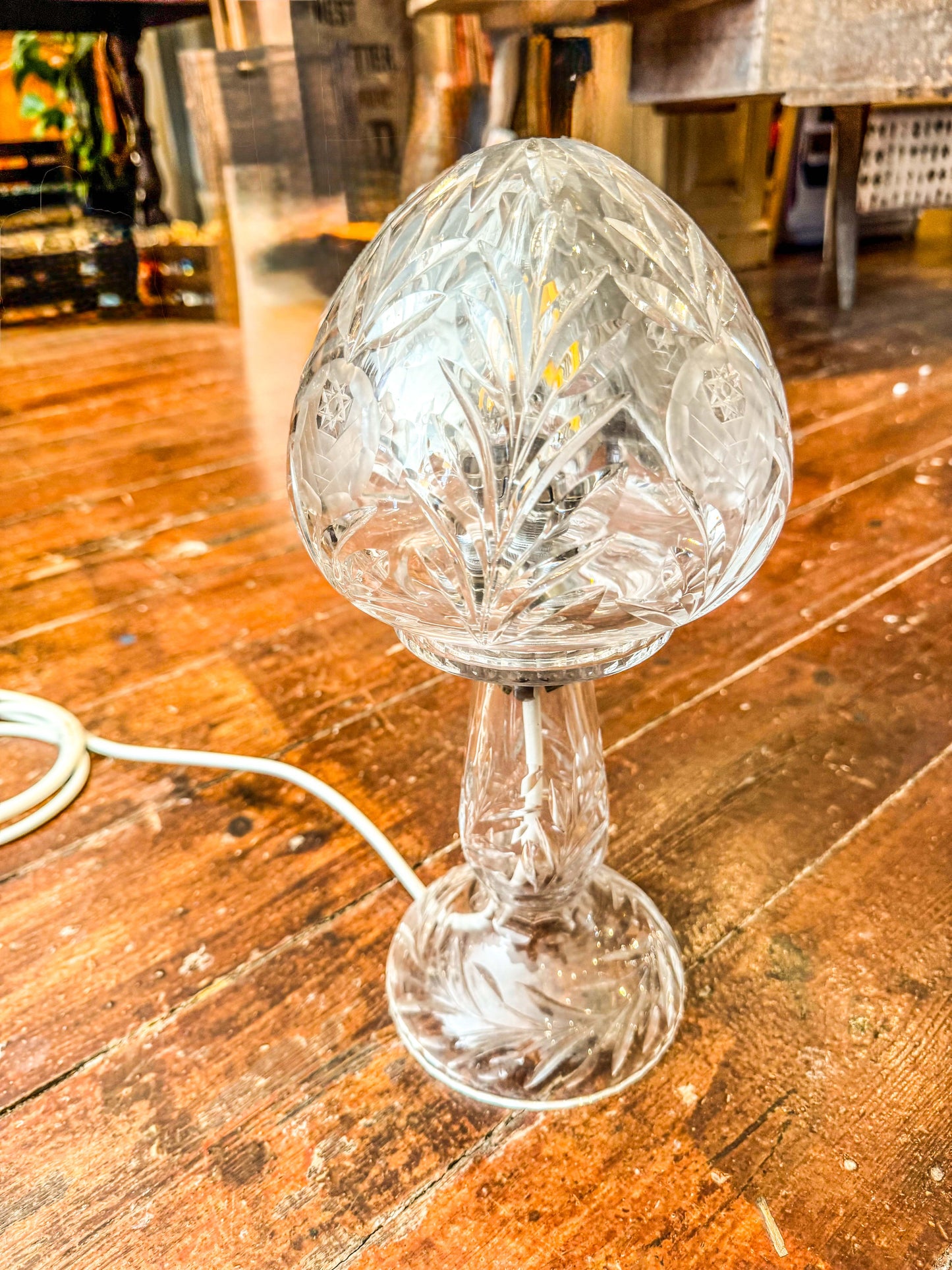 Edwardian Cut Glass Mushroom Table Lamp
