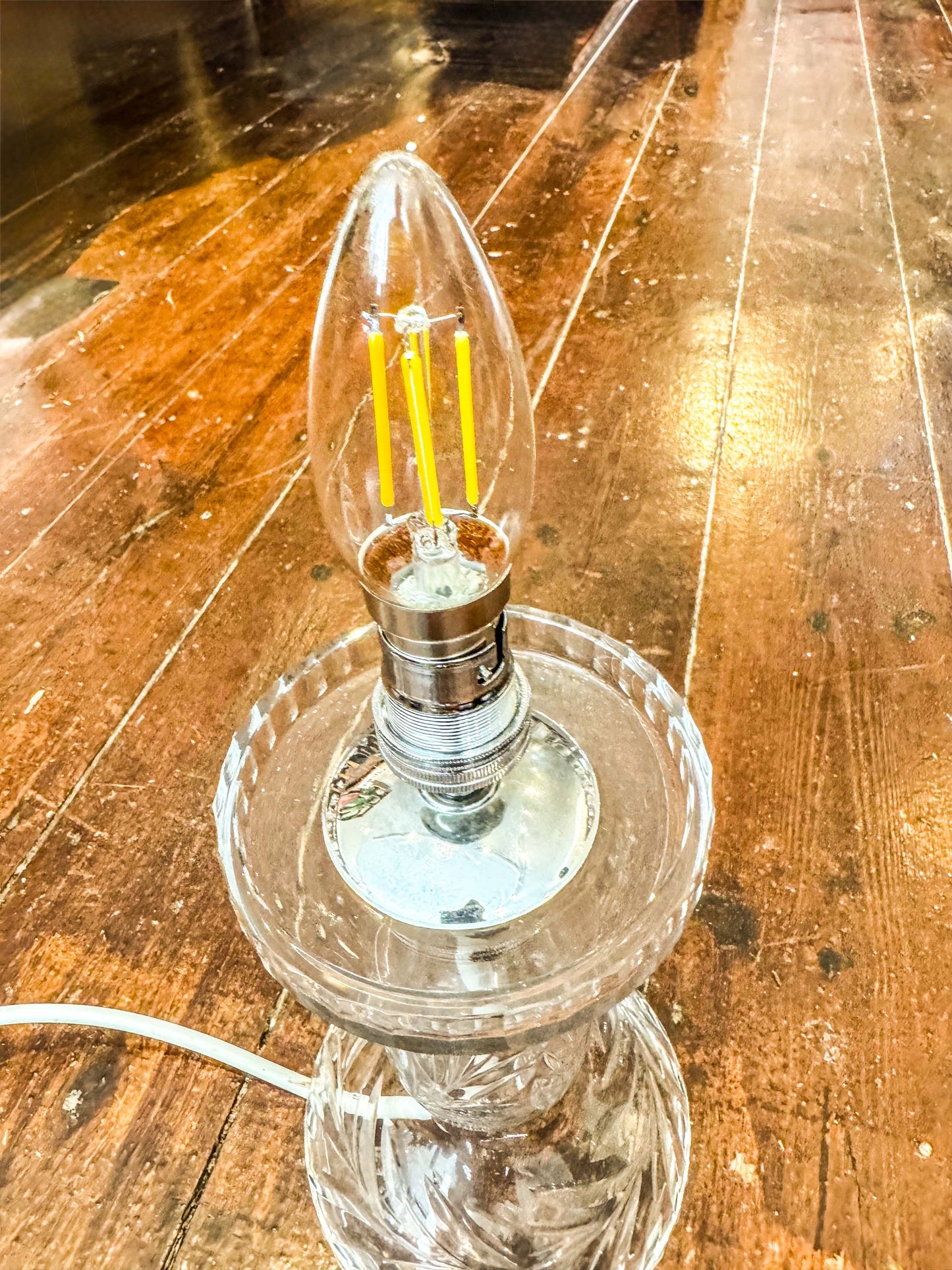Edwardian Cut Glass Mushroom Table Lamp
