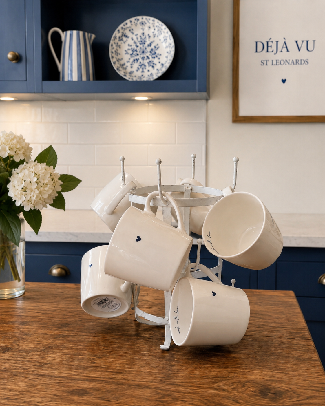 V-Shaped Mug - Wax Resist Blue Heart