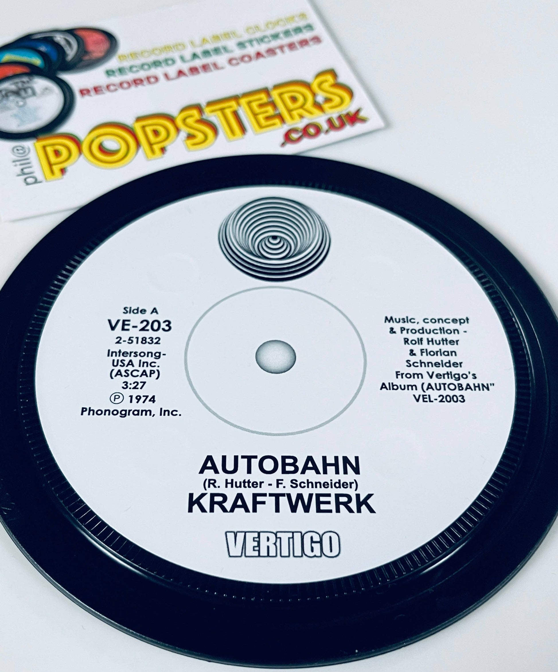Kraftwerk - ‘Autobahn’ Record Label Coaster. Popsters 2