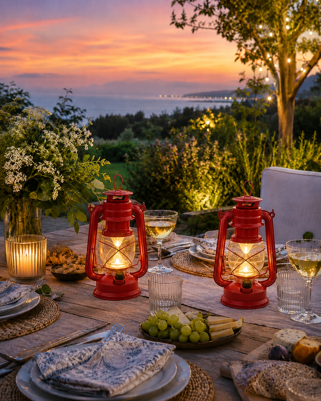 Red Hurricane LED Lantern – Antique Style Battery Lantern