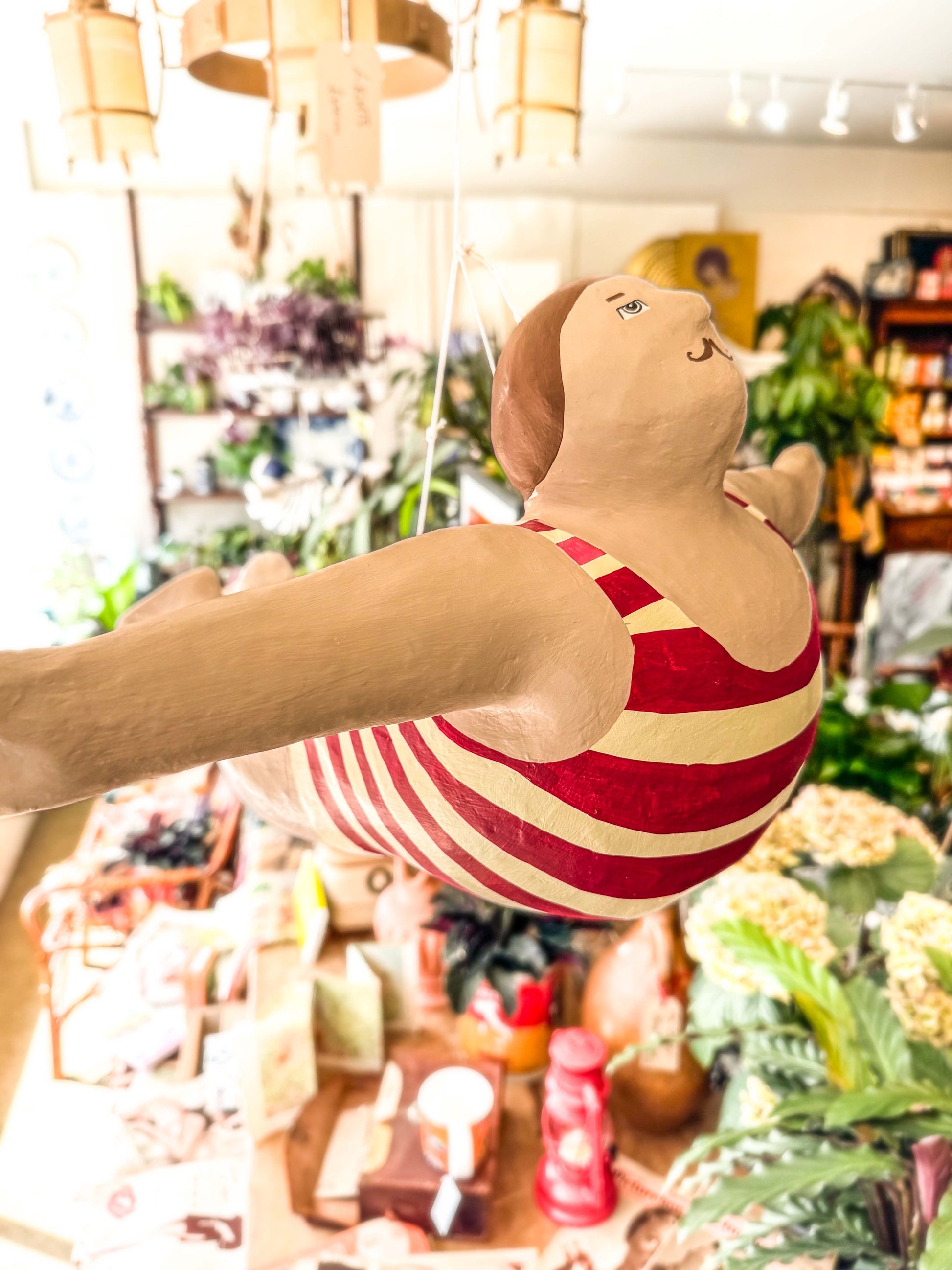 Large Papier Mâché Male Bather Hanging Decoration Situ