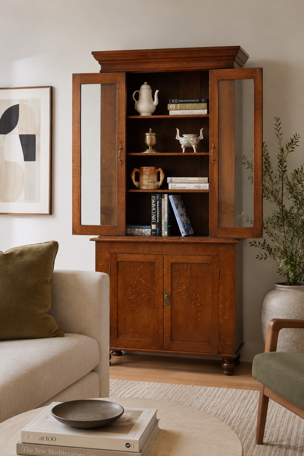 Late Victorian English Oak Narrow Bookcase 1