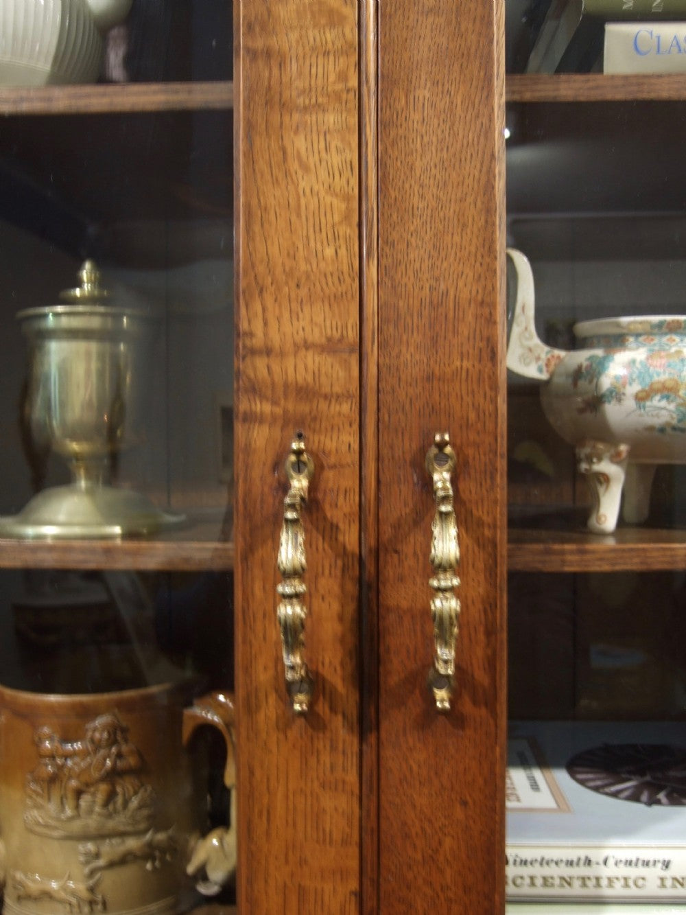 Late Victorian English Oak Narrow Bookcase 10