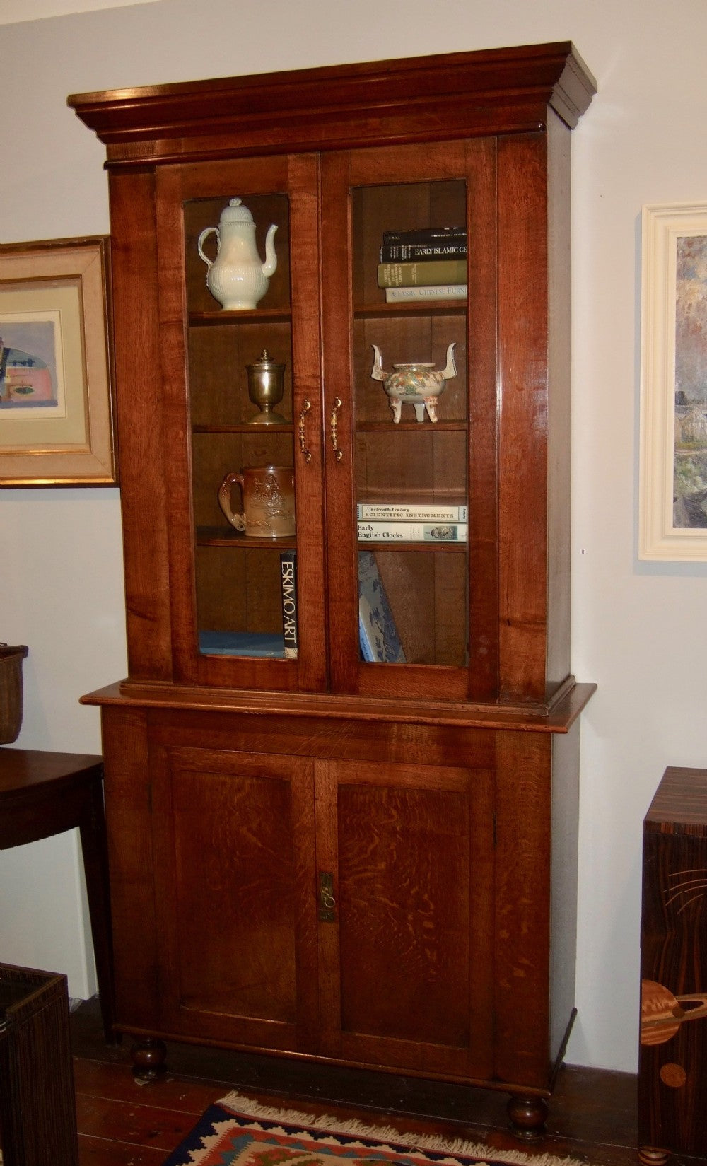 Late Victorian English Oak Narrow Bookcase 2