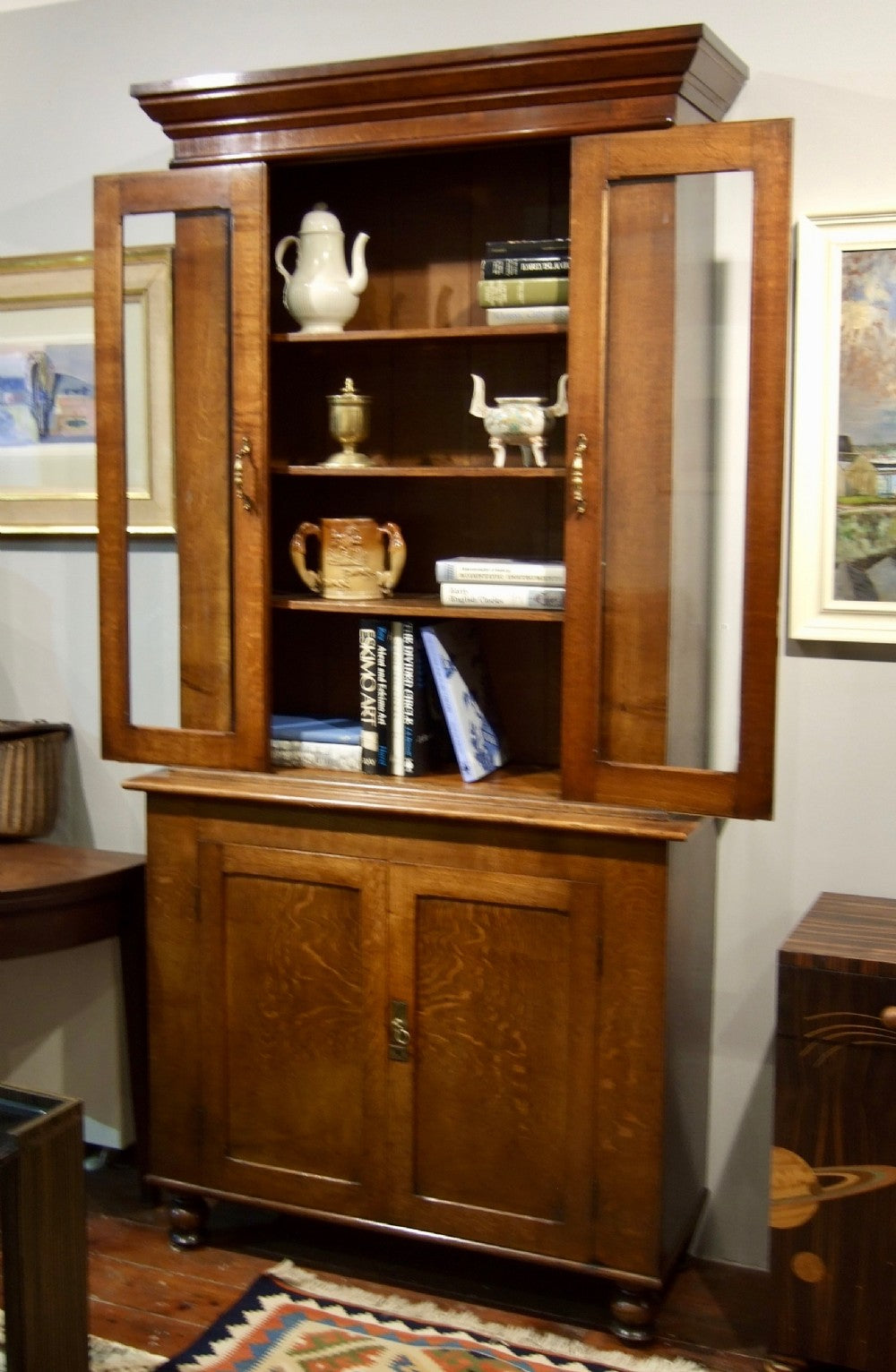 Late Victorian English Oak Narrow Bookcase 3