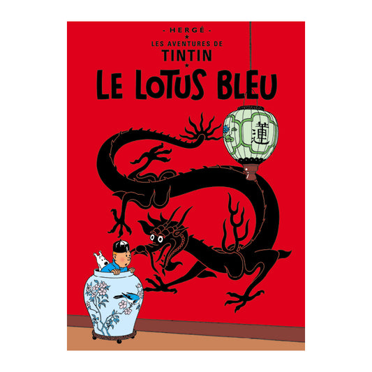 Tintin Book Cover Poster "Le Lotus Bleu "