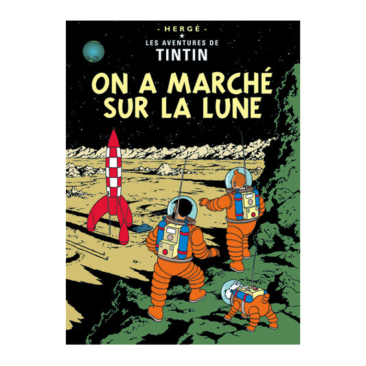 Tin Tin Book Cover Posters " On A Marche Sur La Lune "