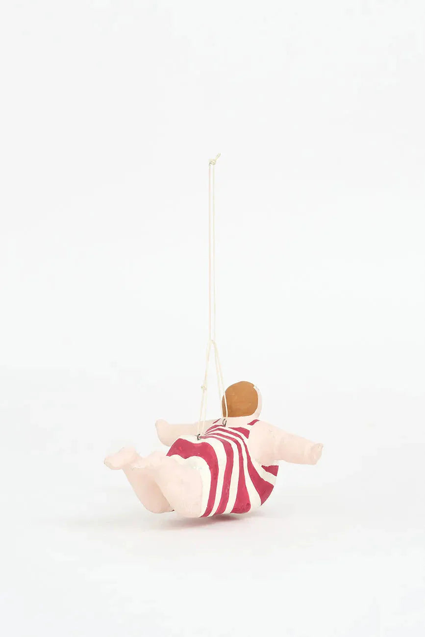 Man In Red Swimming suit Paper Mache Bather Pendant#2